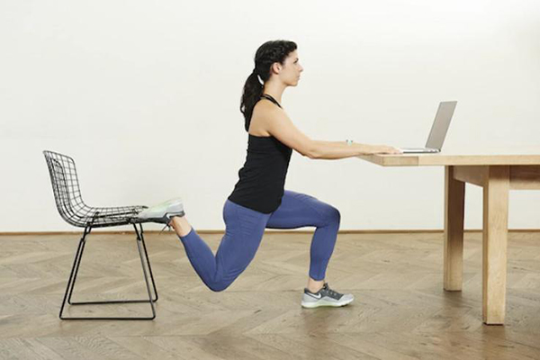 Exercise and standing front the office desk