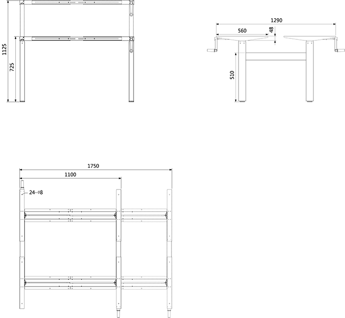 PCS-1125 White Front Manual Crank Height Adjustable Desk Frame(图2)