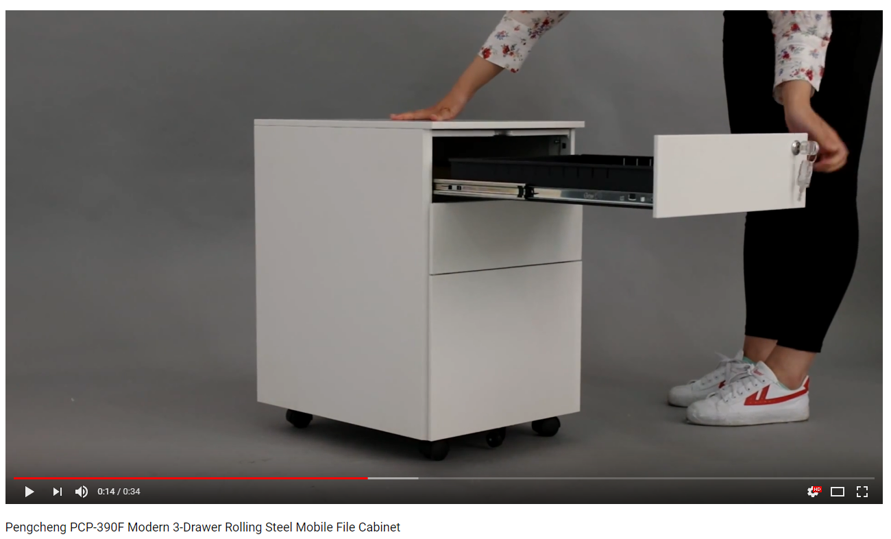 Pengcheng PCP-390F Modern 3-Drawer Rolling Steel Mobile File Cabinet(图1)