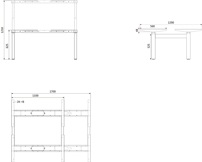 PCES-1250W Square Tube Electric Height Adjustable Staff Desk(图2)