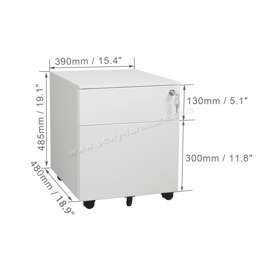 Pengcheng PCP-390F2 2 Drawer Side Open Mobile Pedestal/Cabinet