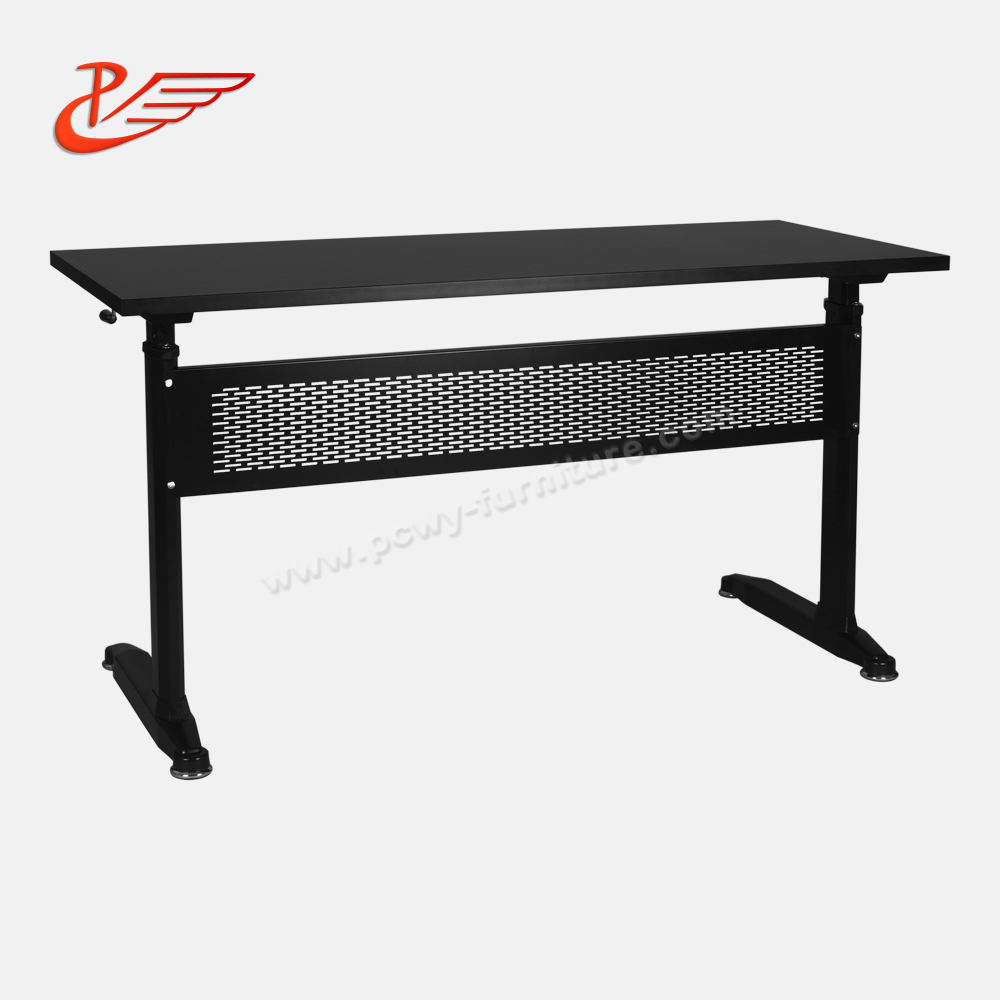 PCS-1140 Square Tube Front Manual Crank Height Adjustable Desk - Black(图2)